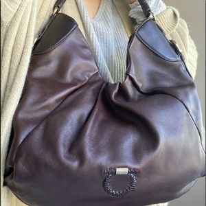 Ferragamo large burgandy /brown leather hobo.